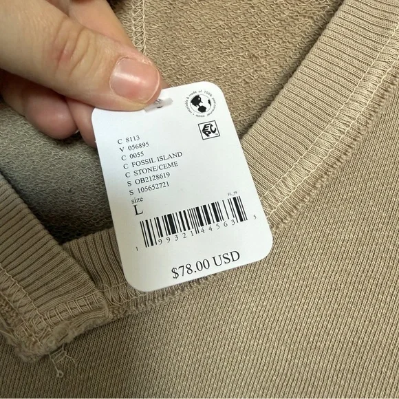 We the Free Venice V-Neck Sweatshirt, Fossil Island, L, NWT - Picture 10 of 16